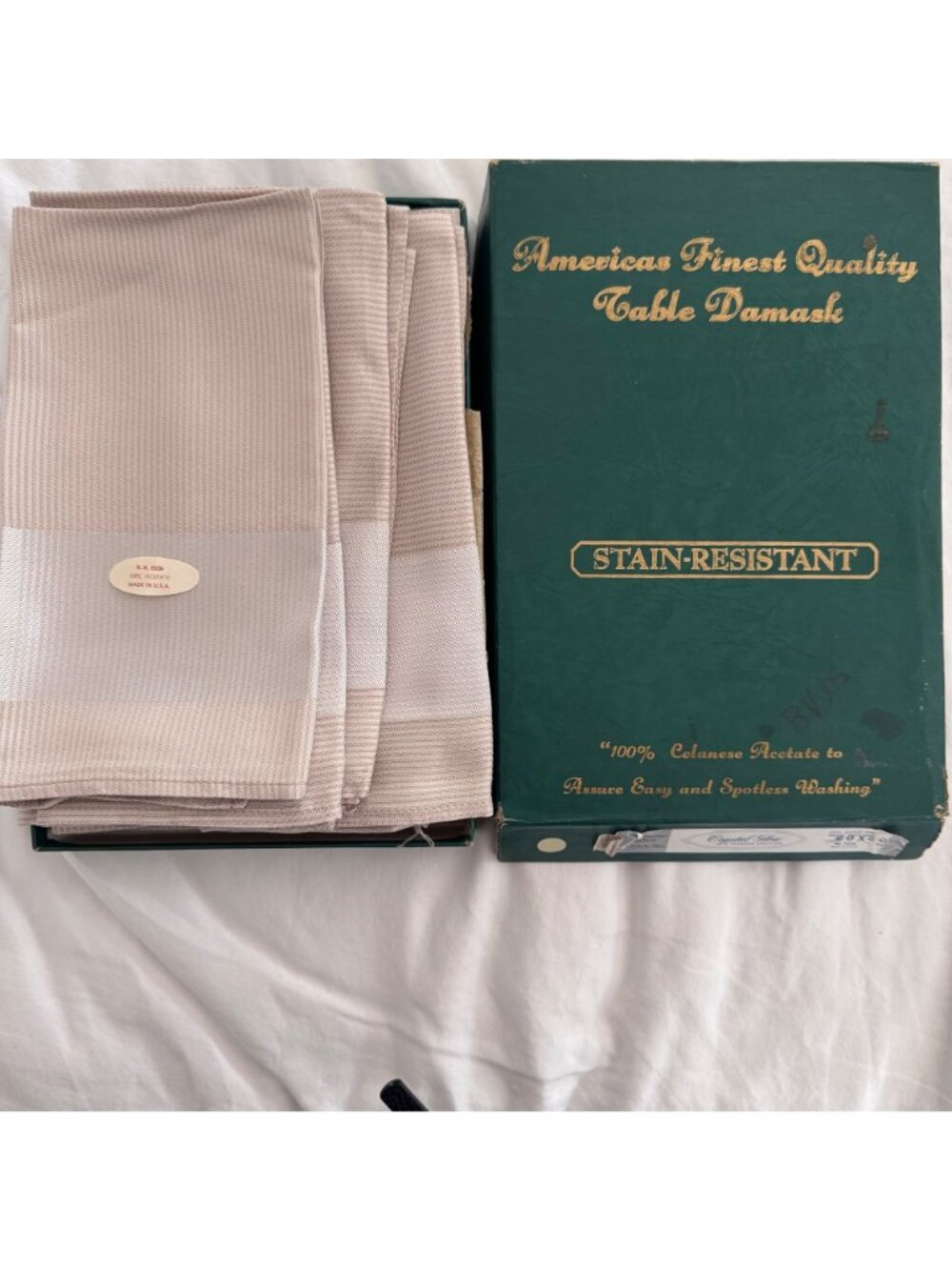14 Crystal Glow Vintage Celanese Acetate Stain-Resistant Napkins Table Damask - Picture 9 of 12